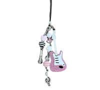 AIRHSKWI Ciondolo a forma di violino con perline colorate, elegante portachiavi con ciondolo a forma di chitarra, adatto per viaggi e feste, Lanyard, tessuto/piuma