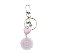 AIRHSKWI Cuteness, portachiavi a forma di pesce a forma di cuore, con perline, ornamento per chiavi, in metallo, con struttura in lega, per donne e studenti, Acciaio legato/piuma/panno