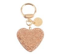 AIRHSKWI Fashioinable Elegante portachiavi a forma di cuore con strass e cristalli, ornamento per borsa, portachiavi per auto, accessorio per donne e ragazze, Acciaio legato/piuma/panno