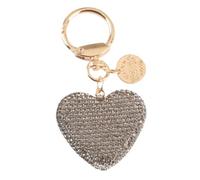 AIRHSKWI Fashioinable Elegante portachiavi a forma di cuore con strass e cristalli, ornamento per borsa, portachiavi per auto, accessorio per donne e ragazze, Acciaio legato/piuma/panno