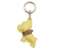 AIRHSKWI Portachiavi a forma di cane francese, in pelle PU, con ciondolo a forma di cane, ornamento da appendere per chiavi dell'auto e borse, Gold-color, Acciaio legato/piuma/panno