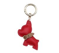 AIRHSKWI Portachiavi a forma di cane francese, in pelle PU, con ciondolo a forma di cane, ornamento da appendere per chiavi dell'auto e borse, gun color, Acciaio legato/piuma/panno