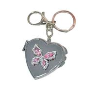 AIRHSKWI Portachiavi a forma di cuore con farfalla in stile vintage, leggero, con fascino vintage, per borse, chiavi, zaini, Acciaio legato/piuma/panno