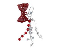 AIRHSKWI Portachiavi a forma di cuore con fiocco, portachiavi estetico, adatto per decorare borse, zaini, borse, Acciaio legato/piuma/panno