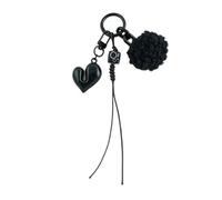 AIRHSKWI Portachiavi a forma di cuore in peluche, elegante ciondolo a forma di cuore, per aggiungere fascino a borse e chiavi, Acciaio legato/piuma/panno