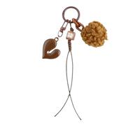 AIRHSKWI Portachiavi a forma di cuore in peluche, elegante ciondolo a forma di cuore, per aggiungere fascino a borse e chiavi, Acciaio legato/piuma/panno