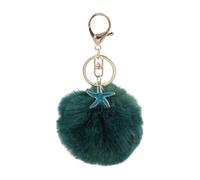 AIRHSKWI Portachiavi a forma di stella marina in morbido peluche, accessorio robusto a forma di stella marina, sfera pelosa, accessorio per gli amanti della moda, Acciaio legato/piuma/panno
