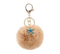 AIRHSKWI Portachiavi a forma di stella marina in morbido peluche, accessorio robusto a forma di stella marina, sfera pelosa, accessorio per gli amanti della moda, Acciaio legato/piuma/panno