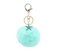 AIRHSKWI Portachiavi a forma di stella marina in morbido peluche, accessorio robusto a forma di stella marina, sfera in pelliccia, accessorio per gli amanti della moda, lega di acciaio/piuma/tessuto