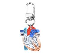 AIRHSKWI Portachiavi anatomico a forma di cuore, accessorio educativo per studenti di fisica e professionisti sanitari, Lega d'acciaio/piuma/tessuto