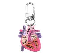 AIRHSKWI Portachiavi anatomico con ciondolo a forma di cuore, accessorio educativo per studenti di fisica e operatori sanitari, Acciaio legato/piuma/panno