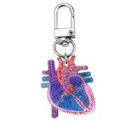 AIRHSKWI Portachiavi anatomico con ciondolo a forma di cuore, accessorio educativo per studenti di fisica e operatori sanitari, Acciaio legato/piuma/panno