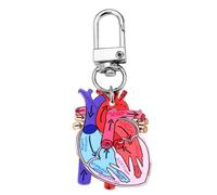 AIRHSKWI Portachiavi anatomico con ciondolo a forma di cuore, accessorio educativo per studenti di fisica e operatori sanitari, Acciaio legato/piuma/panno