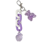 AIRHSKWI Portachiavi colorati Candy Lovely Bear PendantKeychain cordino per telefono colorato borse accessori versatili per le donne, tessuto/piuma