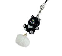 AIRHSKWI Portachiavi con ciondolo a forma di gatto in resina robusta, per ragazze, alla moda, bel portachiavi decorativo per zaino o borsa, Resina