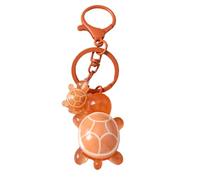 AIRHSKWI Portachiavi con ciondolo a forma di tartaruga 3D, accessorio alla moda a forma di animale, decorazione per borsa da donna, Acciaio legato/piuma/panno