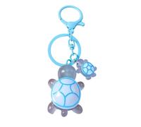 AIRHSKWI Portachiavi con ciondolo a forma di tartaruga 3D, accessorio alla moda a forma di animale, decorazione per borsa da donna, Acciaio legato/piuma/panno