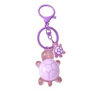 AIRHSKWI Portachiavi con ciondolo a forma di tartaruga 3D, accessorio alla moda a forma di animale, decorazione per borsa da donna, Acciaio legato/piuma/panno