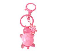 AIRHSKWI Portachiavi con ciondolo a forma di tartaruga 3D, accessorio alla moda a forma di animale, decorazione per borsa da donna, Acciaio legato/piuma/panno