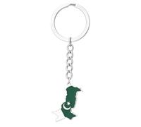 AIRHSKWI Portachiavi in acciaio inox con mappe del Pakistan, bandiere nazionali, portachiavi alla moda, decorazioni etniche, tessuto/piuma