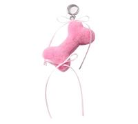 AIRHSKWI Portachiavi in peluche a forma di osso morbido con piccolo fiocco, adatto per giovani donne e studenti, Acciaio legato/piuma/panno