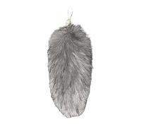 AIRHSKWI Portachiavi lungo in pelliccia sintetica con ciondolo a forma di coda di animale, accessorio per borsa, telefono, decorazione e accessori per chiavi dell'auto, 40 cm, Acciaio legato/piuma