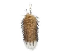 AIRHSKWI Portachiavi lungo in pelliccia sintetica con ciondolo a forma di coda di animale, accessorio per borsa, telefono, decorazione e accessori per chiavi dell'auto, 40 cm, Acciaio legato/piuma