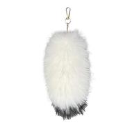 AIRHSKWI Portachiavi lungo in pelliccia sintetica con ciondolo a forma di coda di animale, accessorio per borsa, telefono, decorazione e accessori per chiavi dell'auto, 40 cm, Acciaio legato/piuma