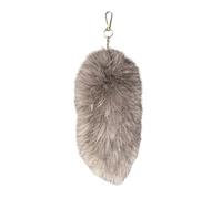 AIRHSKWI Portachiavi lungo in pelliccia sintetica con ciondolo a forma di coda di animale, accessorio per borsa, telefono, decorazione e accessori per chiavi dell'auto, 25CM, Acciaio legato/piuma