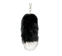 AIRHSKWI Portachiavi lungo in pelliccia sintetica con ciondolo a forma di coda di animale, accessorio per borsa, telefono, decorazione e accessori per chiavi dell'auto, 25CM, Acciaio legato/piuma