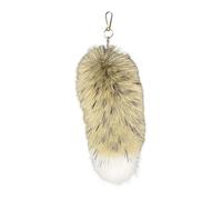 AIRHSKWI Portachiavi lungo in pelliccia sintetica con ciondolo a forma di coda di animale, accessorio per borsa, telefono, decorazione e accessori per chiavi dell'auto, 25CM, Acciaio legato/piuma