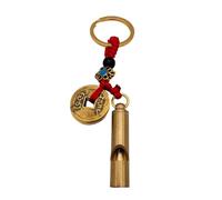 AIRHSKWI Portachiavi multiuso in ottone FengShui con moneta dei cinque imperatori e pagoda Wenchang per buona fortuna e successo, Acciaio legato/piuma/panno