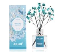 Airkeep Profumatore Ambiente 50ml - Ocean Mist & Sea Salt - Diffusore a Bastoncini con Fiori Secchi - Ideale per Bagno, Piccoli Spazi e Casa - Idea Regalo
