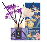 Airkeep Profumatore per Ambienti 150ml, Blackcurrant Vetiver Reed Diffuser Set, Rose Diffusore Profumo Ambiente, Diffusore di Fragranze per Bagno, Appartamento, Decorazione Della Casa