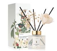 Airkeep Profumatore per Ambienti 150ml, Clean Aldehydes Musk Reed Diffuser Set, Rose Diffusore Profumo Ambiente, Diffusore di Fragranze per Bagno, Appartamento, Decorazione Della Casa
