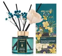 Airkeep Profumatore per Ambienti 150ml, Frozen Pear Cooked Apple Reed Diffuser Set, Rose Diffusore Profumo Ambiente, Diffusore di Fragranze per Bagno, Appartamento, Decorazione Della Casa