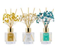 Airkeep Profumatore per Ambienti 50ml*3, Clean Cotton/White Jasmine/White Tea, Diffusore Profumo Ambiente con 24 Bastoncini di Fragranza, per Bagno, Appartamento, Decorazione della Casa