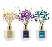 Airkeep Profumatore per Ambienti 50ml*3, Clean Linen/Ocean Mist Sea Salt/Lavender Eucalyptus, Diffusore Profumo Ambiente con 24 Bastoncini di Fragranza, per Bagno, Appartamento, Decorazione della Casa