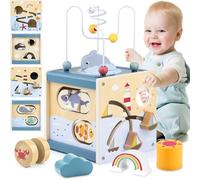 Airlab Cubo Montessori 1 Anno, Giochi Bambini Bambina Bambino 2 3 4 anni, Giochi Legno Bimba Bimbo Educativi Montessori, Labirinti di Perline, Giocattoli Regalo Compleanno Natale Ragazzi Ragazze 1 2 3