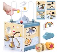 Airlab Cubo Montessori 1 Anno, Giochi Bambini Bambina Bambino 2 3 4 anni, Giochi Legno Bimba Bimbo Educativi Montessori, Labirinti di Perline, Giocattoli Regalo Compleanno Natale Ragazzi Ragazze 1 2 3
