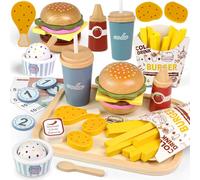 Airlab Fast Food Giocattolo, Accessori Cucina Giocattolo Legno per Bambini Bambina, Set Cibo Veloce Finto Giocattolo per Cucina Bambini, Regalo Bambino Compleanno Pasqua Halloween Natale 3 4 5+ Anni