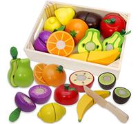 Airlab Frutta da Tagliare Giocattolo, Accessori Cucina Giocattolo Legno per Bambini Bambina, Set Cibo Finto Giocattolo per Cucina Bambini, Regalo Bambino Compleanno Pasqua Halloween Natale 3 4 5+ Anni