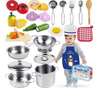 Airlab Frutta Verdura da Tagliare Giocattolo, Accessori Cucina Giocattolo Legno Bambini Bambina, Set Cibo Finto Giocattolo Cucina Bambini, Regalo Bambino Compleanno Pasqua Halloween Natale 3 4 5+ Anni