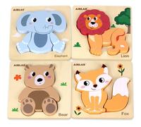 Airlab Puzzle Legno Bambini 18+ Mesi, Giocattoli Educativi Risveglio Montessori, Puzzle Animali 3D con Cornice e Borsa Organizer, Regalo Compleanno Pasqua Halloween Natale Ragazzi Ragazze 2 3 4 5 Anni