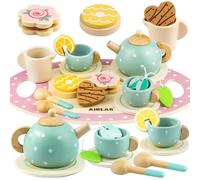 Airlab Set Tazzine Gioco per Servizio da Tè, Accessori Cucina Giocattolo Legno per Bambina Bambini, Set Cibo Finto Giocattolo per Cucina Bambini, Regalo Bambino Compleanno Pasqua Halloween Natale
