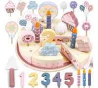 Airlab Torta da Tagliare Giocattolo, Accessori Cucina Giocattolo Legno per Bambini Bambina, Set Cibo Finto Giocattolo per Cucina Bambini, Regalo Bambino Compleanno Pasqua Halloween Natale 3 4 5+ Anni