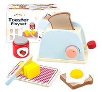 Airlab Tostapane in Legno Giocattolo, Accessori Cucina Giocattolo Legno per Bambini Bambina, Set Cibo Finto Giocattolo per Cucina Bambini, Regalo Bambino Compleanno Pasqua Halloween Natale 3 4 5+ Anni