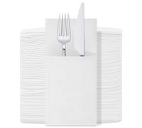 Airlaid Tasca Tovaglioli Confezione Di 50 Bianco 8 Fold 40cm Lusso Lino Feel