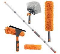 AIRLIWELL Spolverino estensibile con asta telescopica in acciaio inox, in microfibra, con scopa angolare pieghevole, rimuove facilmente polvere e ragnatele