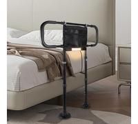 Airminti Sponda Letto Anziani Anticaduta Ausili per Alzarsi Dal Letto Regolabile in Altezza con Luce a Sensore, Supporto per Alzarsi, Sbarra di Sicurezza, Portata Fino a 180KG (60x70x103CM)